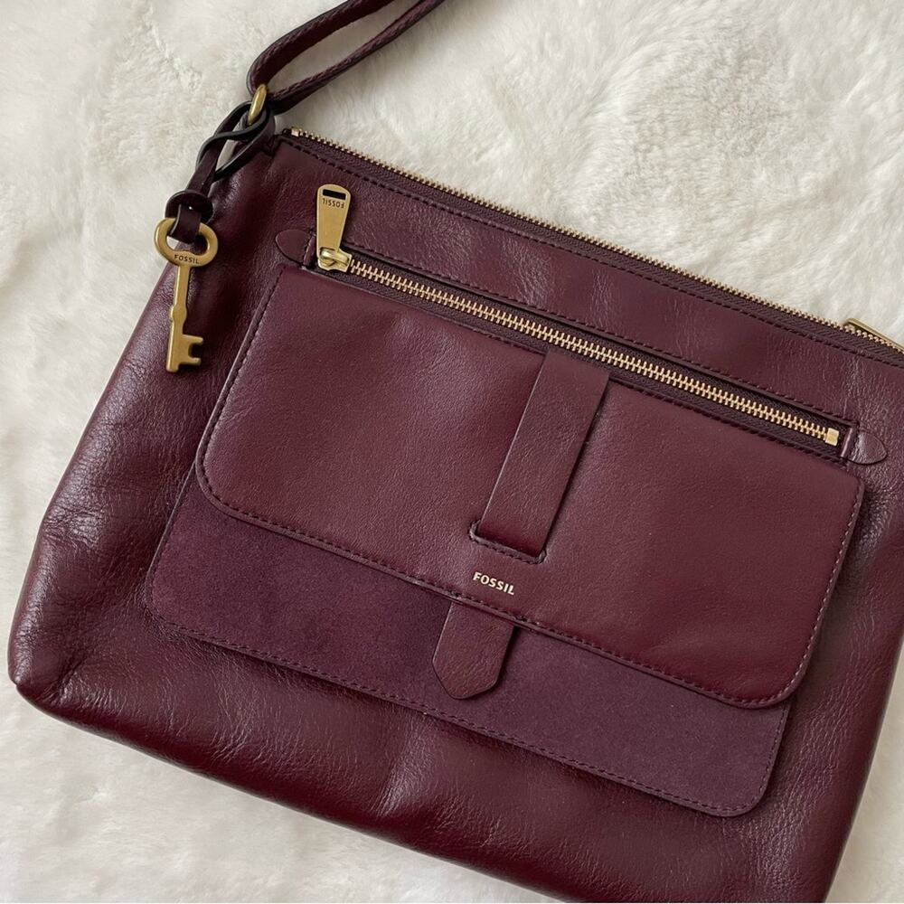 Fossil Maroon Leather Bag - Picture 3 of 9